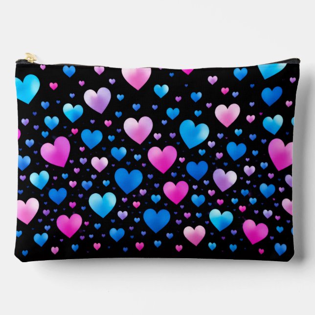 Bolsito Accesorio Grande Pink & Blue Glowing Hearts  (Anverso)