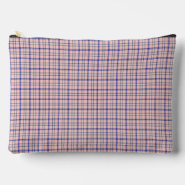 Bolsito Accesorio Grande Pink Blue Plaid Classic Pattern Retro