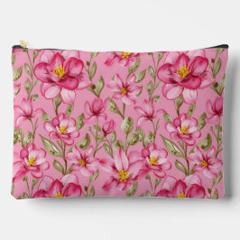 Bolsito Accesorio Grande Pink Floral Print Cosmetic Bag