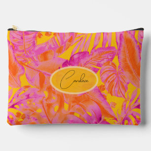 Bolsito Accesorio Grande PixDezines hawaiano Junge rosa naranja Follaje