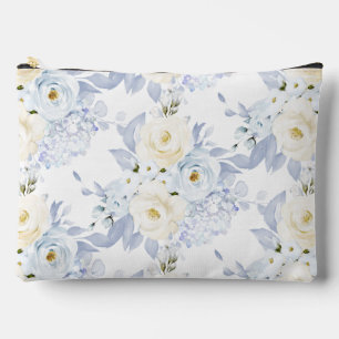 Bolsito Accesorio Grande PixDezines Rosas Acuarela Azul Hielo Crema