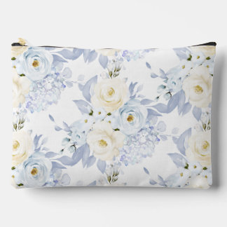 Bolsito Accesorio Grande PixDezines Rosas Acuarela Azul Hielo Crema