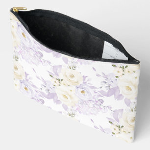 Bolsito Accesorio Grande PixDezines Rosas Acuarela Borroso Purpura Crema