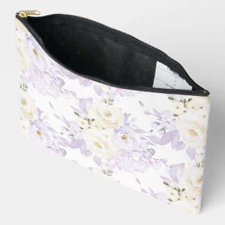 Bolsito Accesorio Grande PixDezines Rosas Acuarela Borroso Purpura Crema