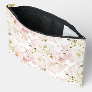 Bolsito Accesorio Grande PixDezines Rosas Crema Rosa Polvorienta Acoloradas