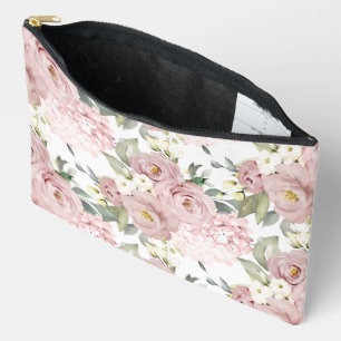 Bolsito Accesorio Grande PixDezines Rosas Crema Rosa Polvoriento Acuarela