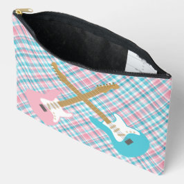 BOLSITO ACCESORIO GRANDE PLACA DE COLOR ROSA Y AZUL Y GUITAS ELÉCTRICAS