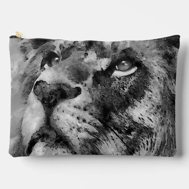 Bolsito Accesorio Grande Placid Lion Face Silver (Anverso)