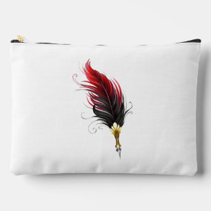 Bolsito Accesorio Grande Pluma de plumas rojas con nido de oro