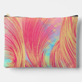 Bolsito Accesorio Grande Plumas abstractas amarillas rosadas de diseño