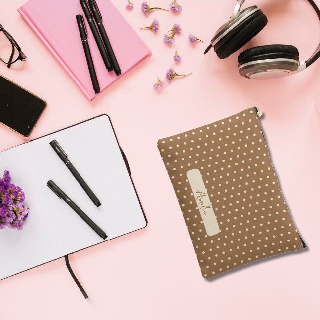 Bolsito Accesorio Grande Pos de polka marrón y beige de la tortilla (Subido por el creador)