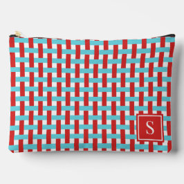 Bolsito Accesorio Grande Preppy Basket Weave – Red & Turquoise Monogram