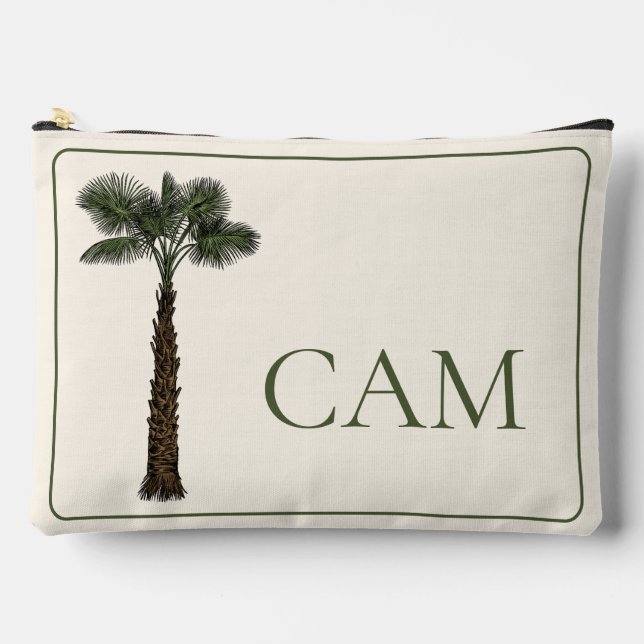 Bolsito Accesorio Grande Preppy Coastal Palm Tree Monogram (Anverso)