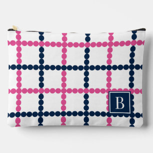Bolsito Accesorio Grande Preppy con vidrieras cuentas rosa y azul marino