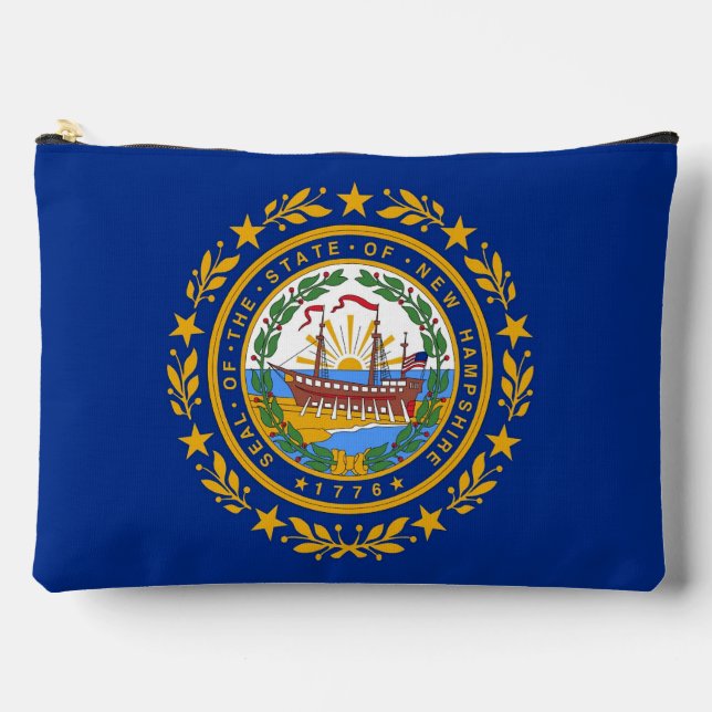 Bolsito Accesorio Grande Print Cut Sew Bag con bandera de New Hampshire, EE (Anverso)