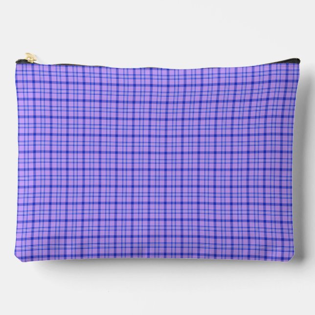 Bolsito Accesorio Grande Purple Blue Plaid Classic Pattern Bright (Anverso)