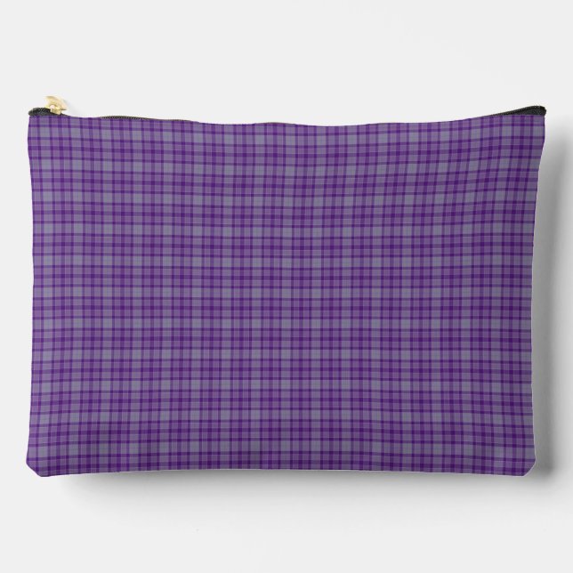 Bolsito Accesorio Grande Purple Gray Plaid Tartan Pattern (Anverso)