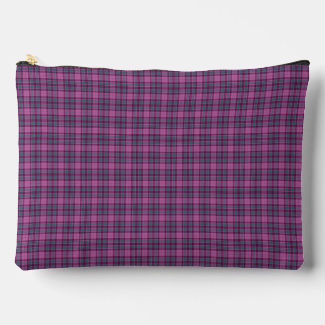 Bolsito Accesorio Grande Purple Teal Plaid Tartan Pattern (Anverso)