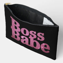 Bolsito Accesorio Grande Purpurina Rosa Boss Babe