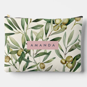 Bolsito Accesorio Grande Rama de Olivo Acuarela Elegante Personalizada