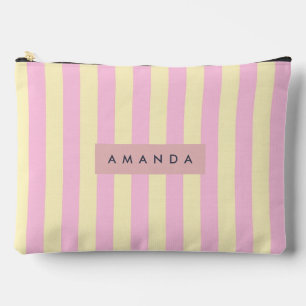 Bolsito Accesorio Grande Raya Personalizada Rosa Pastel y Amarillo