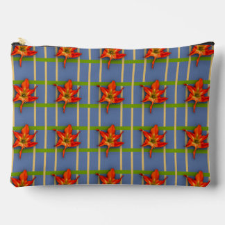 Bolsito Accesorio Grande Rayas amarillas en azul con Amaryllis