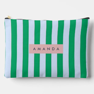 Bolsito Accesorio Grande Rayas Clásicas Personalizadas de Verde y Blanco