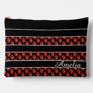 Bolsito Accesorio Grande Rayas de Fresa Negra Personalizadas