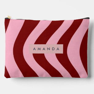 Bolsito Accesorio Grande Rayas Onduladas Rojas y Rosadas Personalizadas
