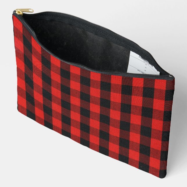 Bolsito Accesorio Grande Red Black Buffalo Plaid (Abierto)