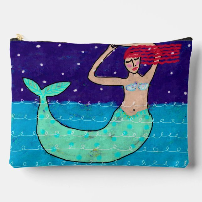 Bolsito Accesorio Grande Red Haired Mermaid Abstract Art (Anverso)