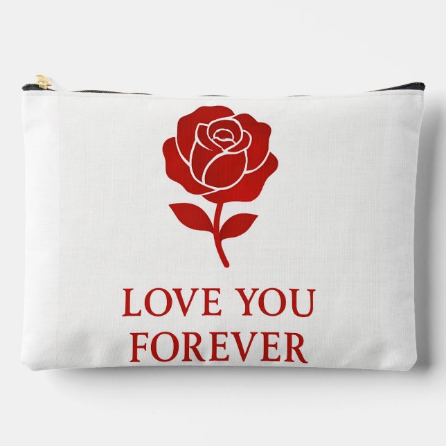 Bolsito Accesorio Grande Red Rose Forever Message Soft Romantic Valentine (Anverso)