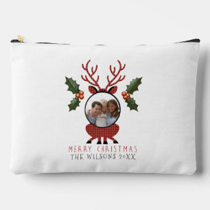 Bolsito Accesorio Grande Reno de Navidad a Cuadros con Foto Personalizada