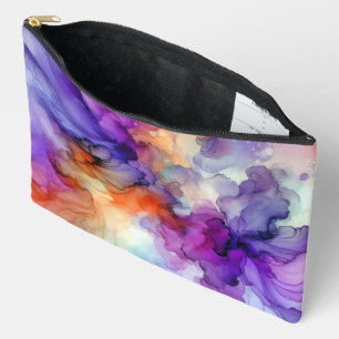 Bolsito Accesorio Grande Resumen de tinta de naranja y púrpura de alcohol