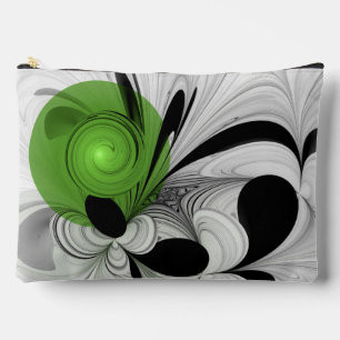 Bolsito Accesorio Grande Resumen en blanco y negro con arte fractal verde
