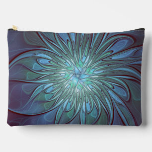 Bolsito Accesorio Grande Resumen moderno Arte fractal de flor azul de moda