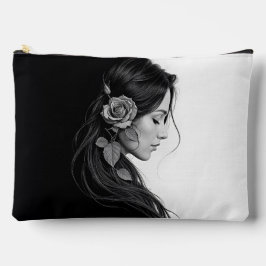 Bolsito Accesorio Grande Retrato blanco y negro de arte femenino hermoso