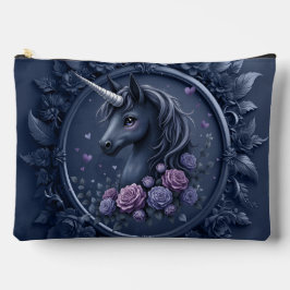 Bolsito Accesorio Grande Retrato negro de unicornio en un marco redondo