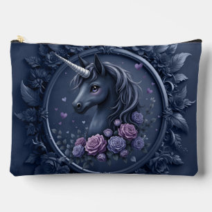 Bolsito Accesorio Grande Retrato negro de unicornio en un marco redondo