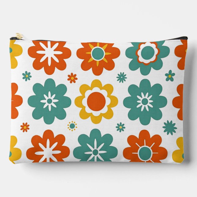 Bolsito Accesorio Grande Retro Geométrico Floral Poder Boho 70s (Anverso)