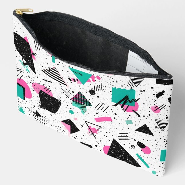 Bolsito Accesorio Grande Retro Memphis Geometric Pattern (Abierto)