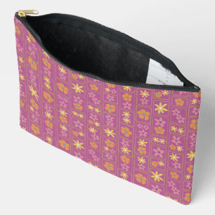 Bolsito Accesorio Grande Retro Rosa Parche Floral Grande