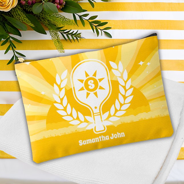 Bolsito Accesorio Grande Retro Sunshine Pickleball Brillante Ducha (Accessory Pouch)