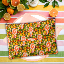 Bolsito Accesorio Grande Retro Tropical Citrus Pickleball Brillante Ducha