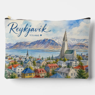 Bolsito Accesorio Grande Reykjavik Islandia acuarela de recuerdo 