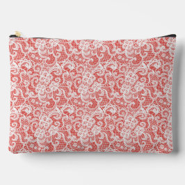 BOLSITO ACCESORIO GRANDE ROJO CON INTRICADO BLANCO LACE LOOK