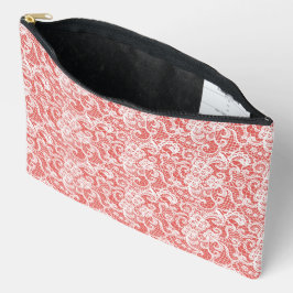 BOLSITO ACCESORIO GRANDE ROJO CON INTRICADO BLANCO LACE LOOK