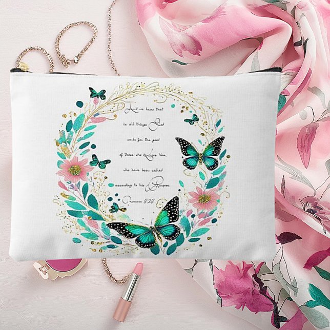 Bolsito Accesorio Grande Romanos 8:28 Flores y mariposas (Subido por el creador)