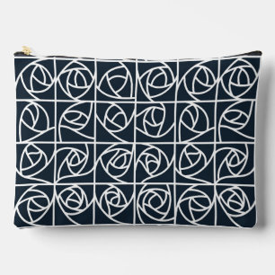 Bolsito Accesorio Grande Rosa Art Deco Cuadrados estilizados azul marino fl