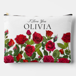 Bolsito Accesorio Grande Rosa Roja Moderna Minimalista Nombre Te Amo